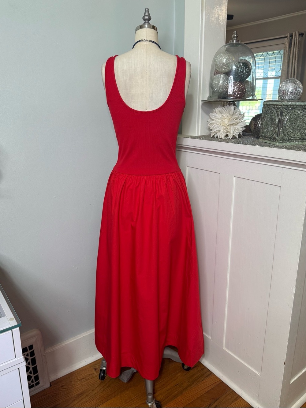 Gap Mixed Media Drop Waist Maxi Dress Red Medium Large XL NWT - Picture 8 of 16